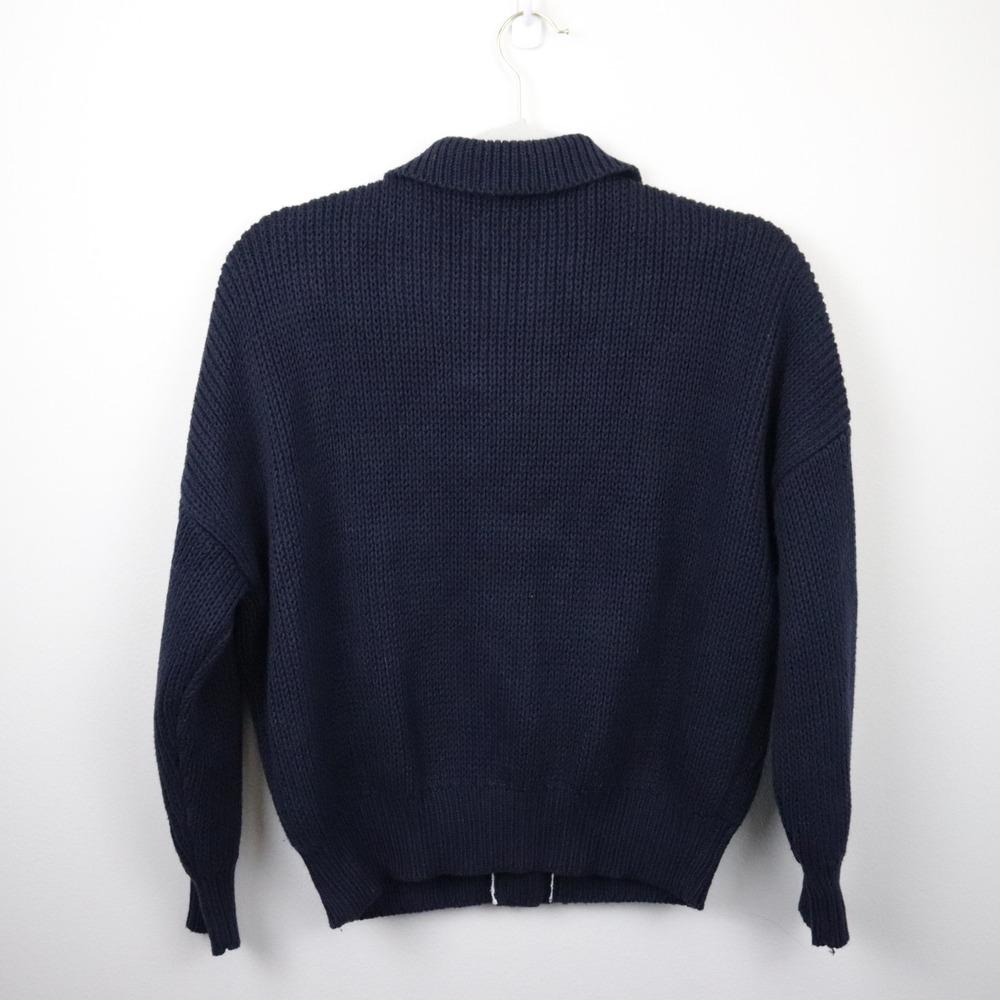 Alex Mill Parker Sweater Jacket Medium Navy Blue Cotton Chunky Knit Cardigan - Picture 3 of 9